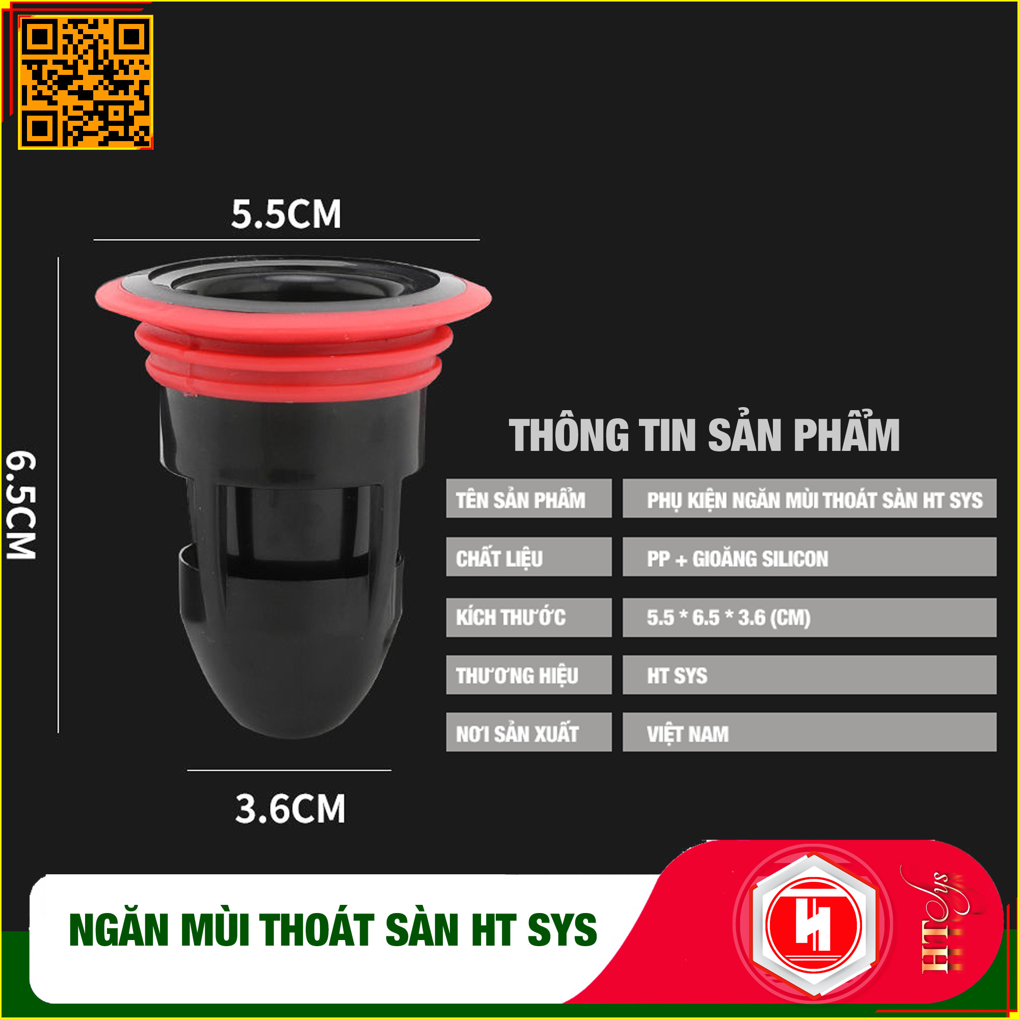 Phụ kiện ngăn mùi cống thoát nước nhà tắm - HT SYS - Ngăn mùi hôi - Ngăn nước trào ngược - Ngăn côn trùng xâm nhập