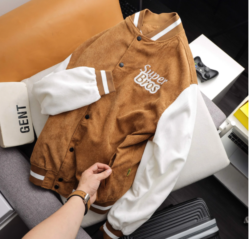 áo khoác bomber ACKET VARSITY S.BROS, Áo khoác bomber super boss chất vải nhung 2 lớp thêu nổi,áo khoác ngoài Ulzzang, Áo khoác bomber nam nữ Hàn Quốc 2022, áo khoác kaki nhung nam nữ unisex cá tính