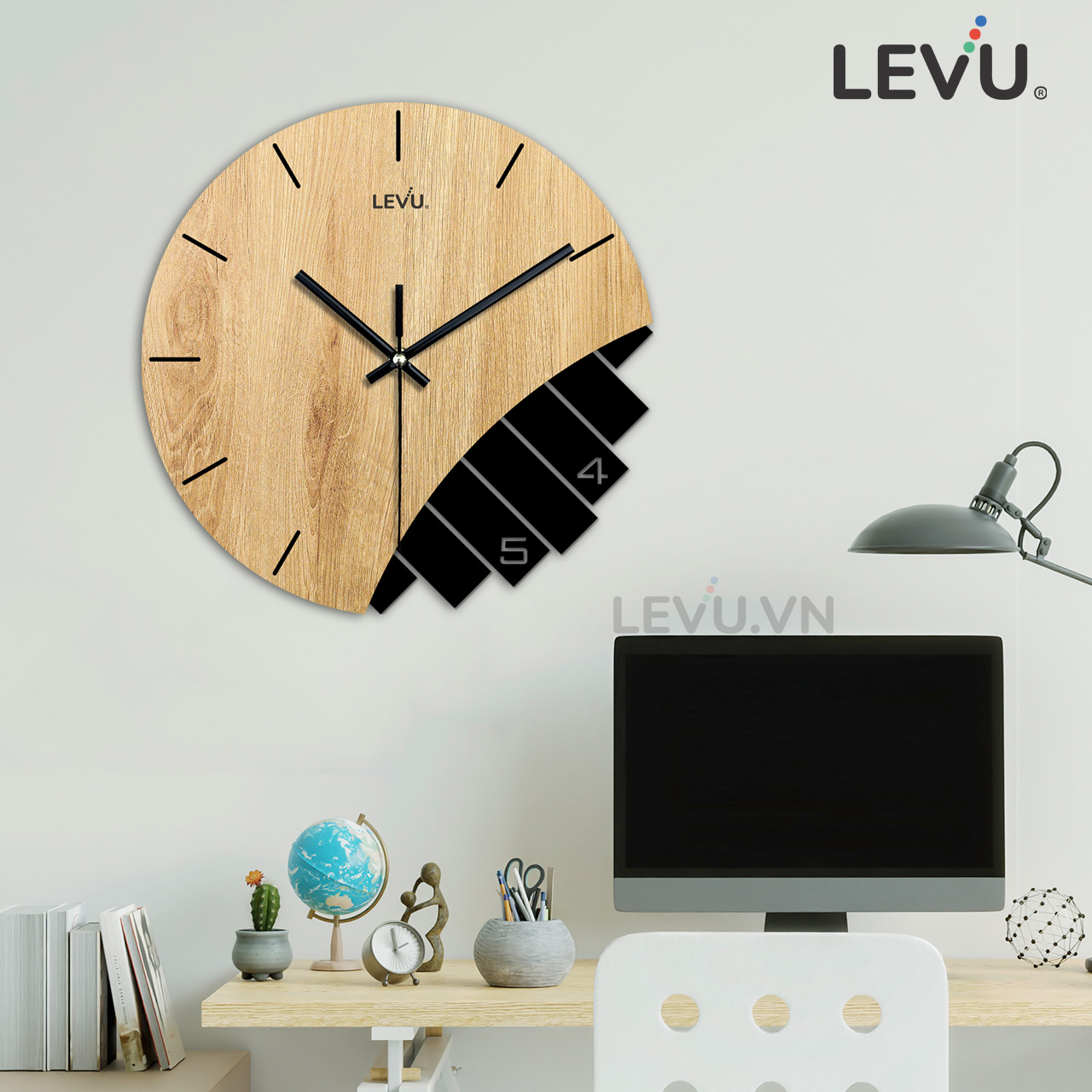 Đồng Hồ Gỗ Treo Tường LEVU DH11 mẫu kim trôi bán chạy