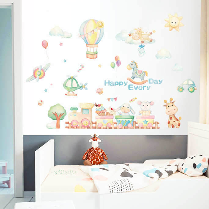 Decal trang trí tường - Đoàn tàu bánh kẹo