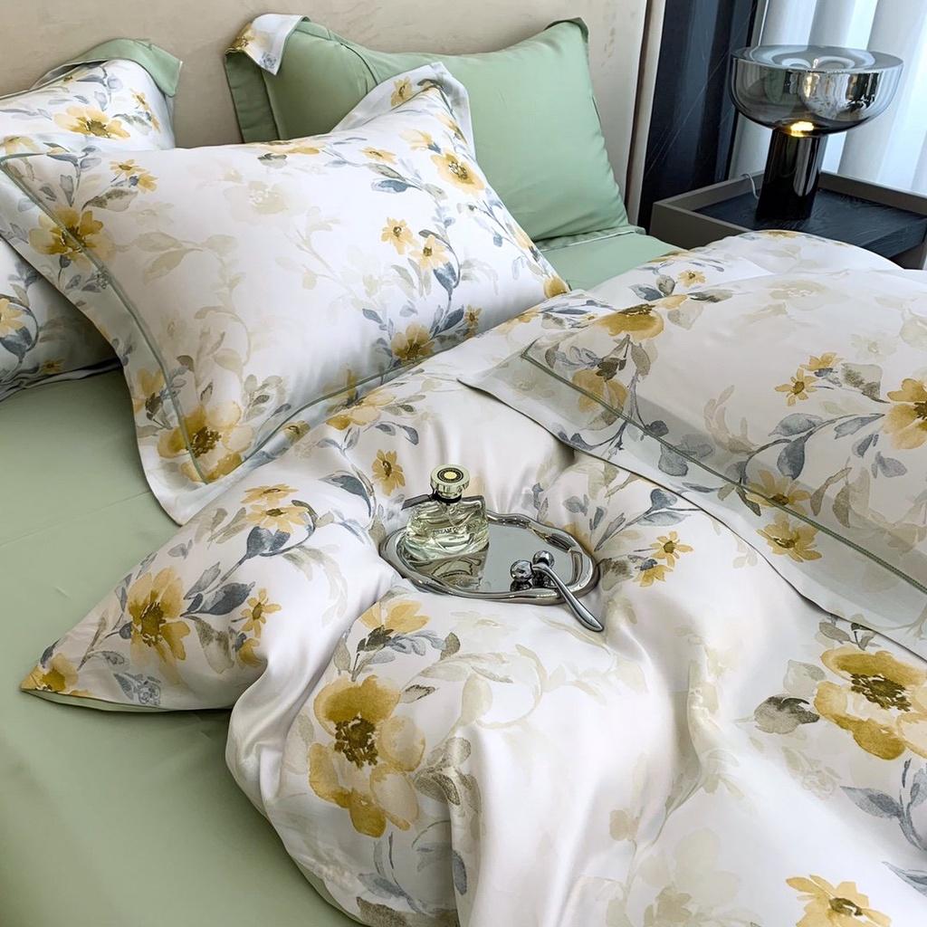 Bộ chăn ga gối lụa 100%Tencel 60s Họa tiết cao cấp, siêu mềm mát mịn - DESIGN 403