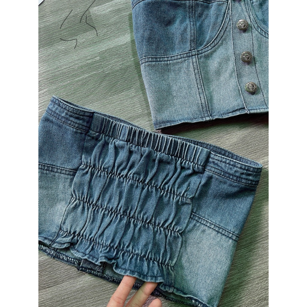 Áo Croptop cúp ngực Jean, hot trend 2023 (SN002) 