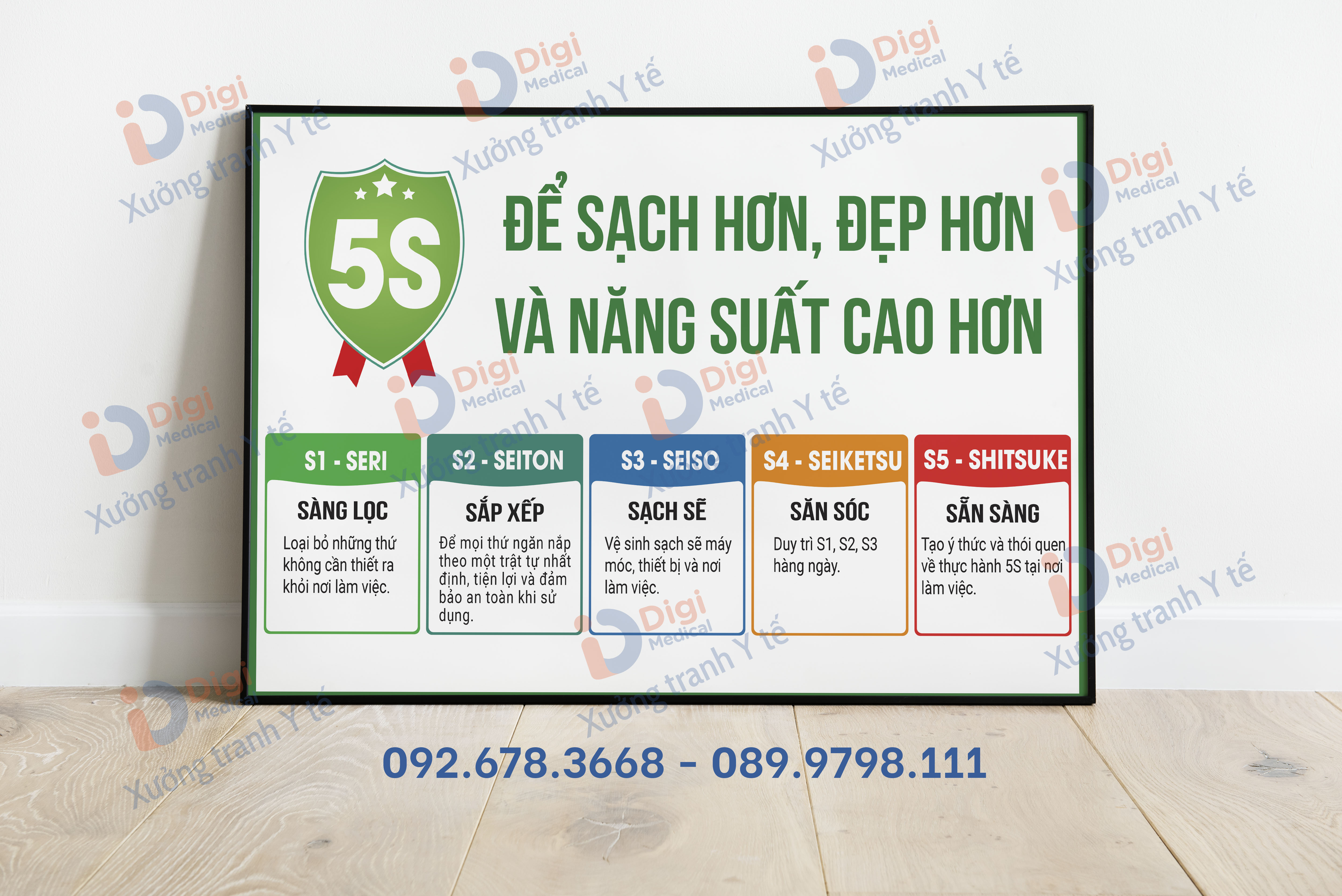 (Tranh Khung) Tranh 5S Để Sạch Hơn, Đẹp Hơn Và Năng Suất Cao Hơn