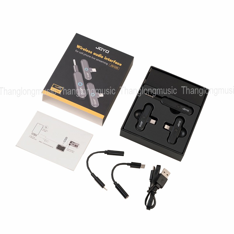 Bộ thu phát tín hiệu không dây âm thanh JOYO JW-05R Cắm và chạy cho điện thoại di động Phát trực tiếp và ghi âm- Hàng chính hãng