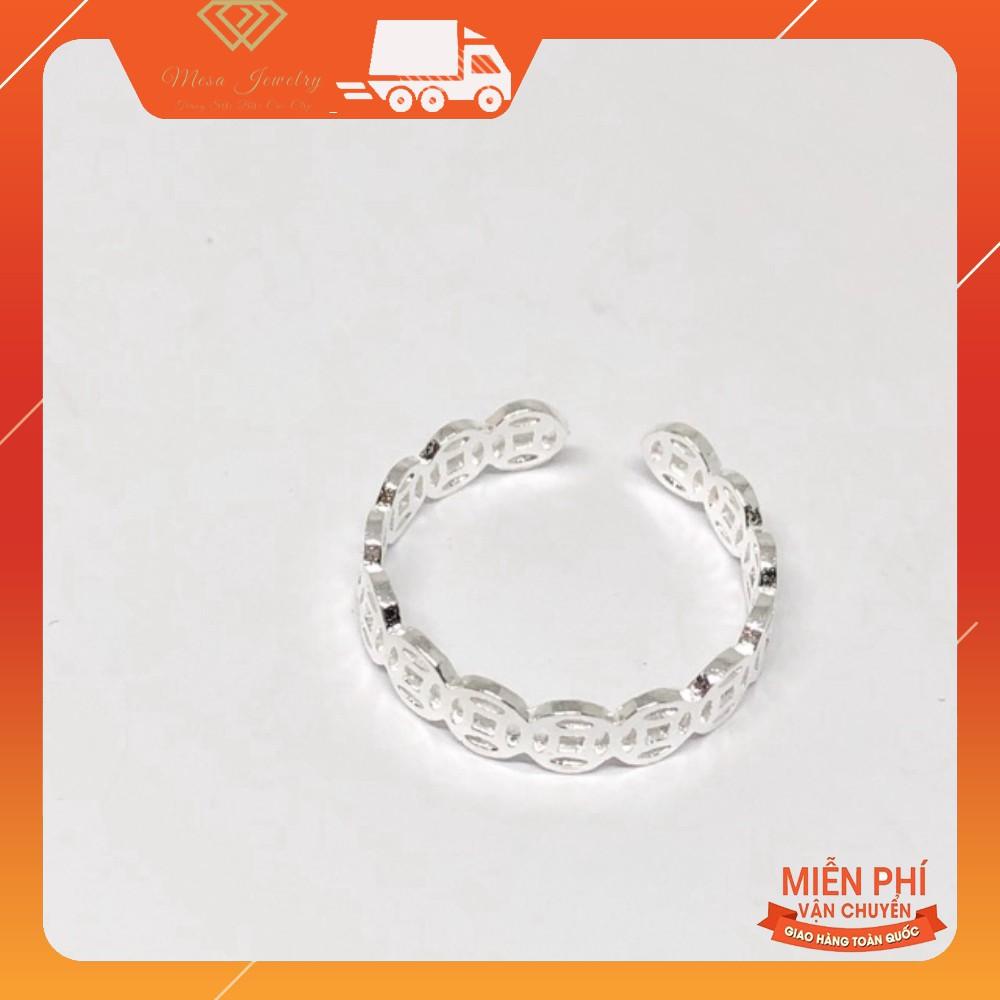 Nhẫn kim tiền hở chất liệu bạc ta