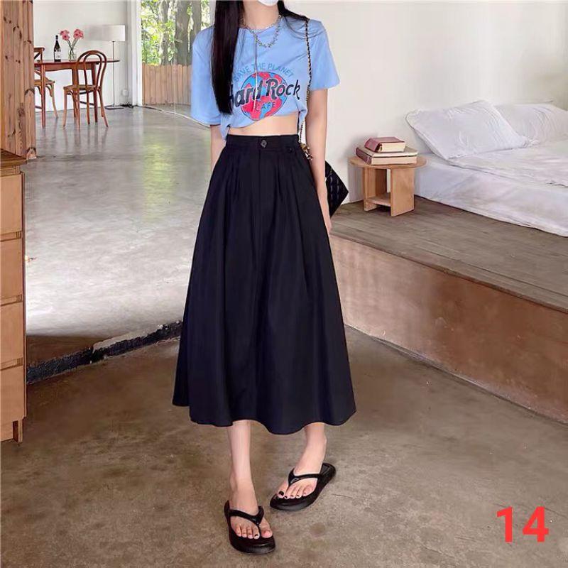 Chân váy dài chữ A kaki mềm có lót trong