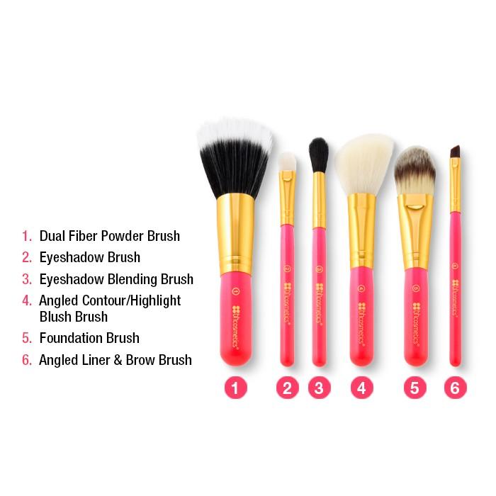 Bộ cọ 6 cây BH Cosmetics Neon Pink Brush Set