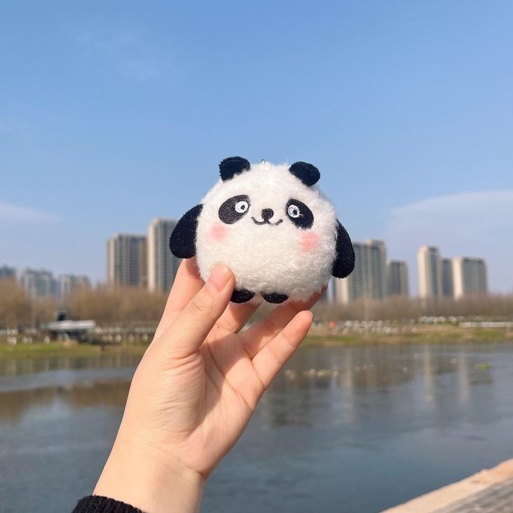 Móc khóa thú bông Panda Dun Dun gấu trúc dễ thương 2 biểu cảm kích thước 5cm