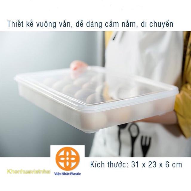 Hộp đựng trứng 24 quả có nắp đậy nhựa Việt Nhật , khay bảo quản trứng không bị vỡ chắc chắn