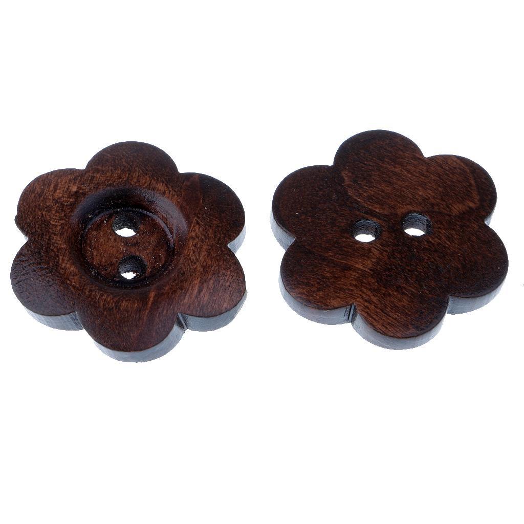 4-10pack 20 Pieces Flower Shape 2 Holes Wooden Buttons for Sewing on Clothing