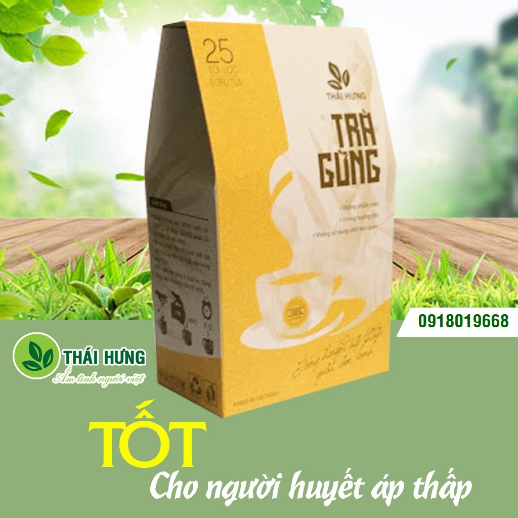 Trà Gừng Thái Hưng Giải cảm lạnh tăng huyết áp thấp - Hộp 25 túi lọc x 5g