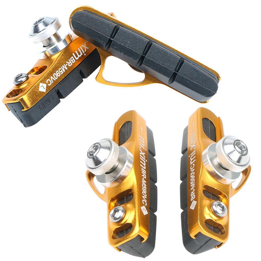2x Bike Brake Pads, No Noise Road Mountain Cycle Rubber Brake Shoes, Anti-Skid Brake Blocks Set