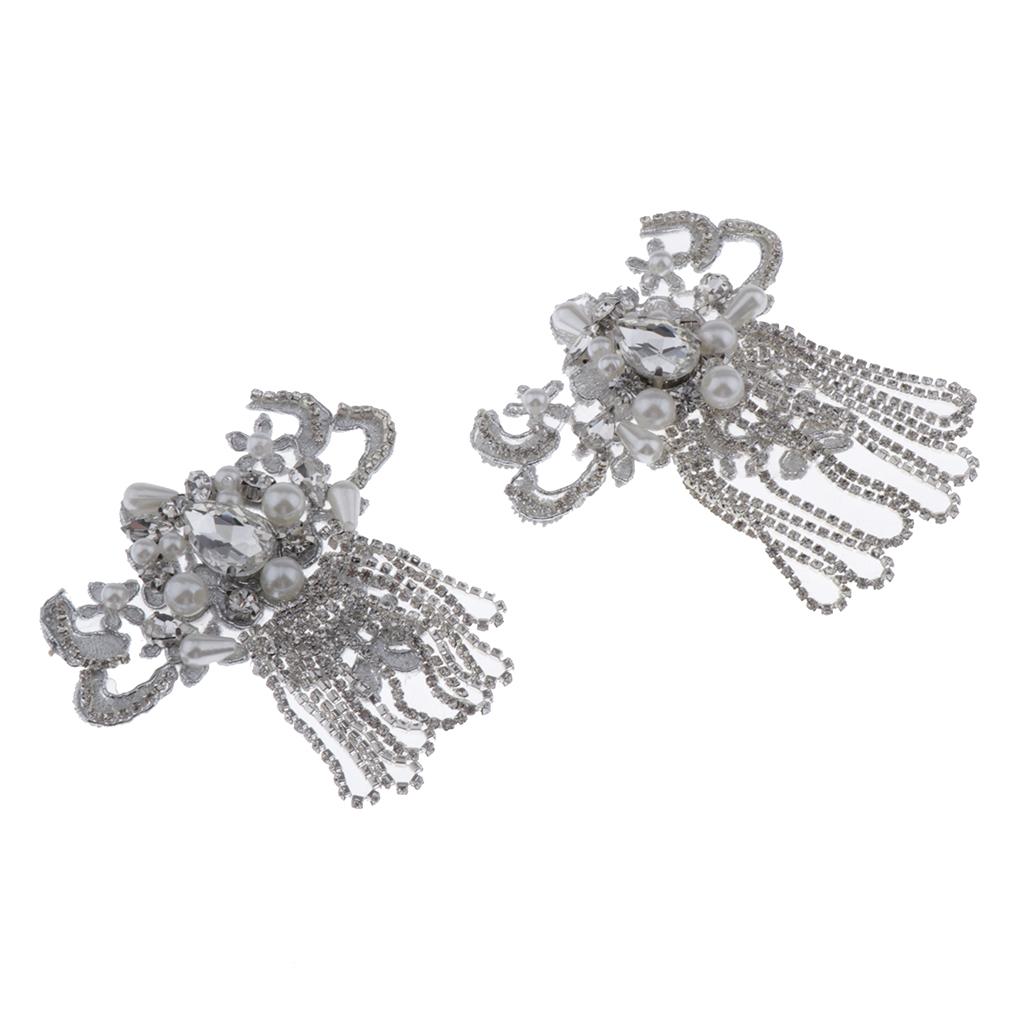 2 Cái Ren Appliques May Trên Tua Rua Miếng Dán DIY Quần Áo Trang Trí