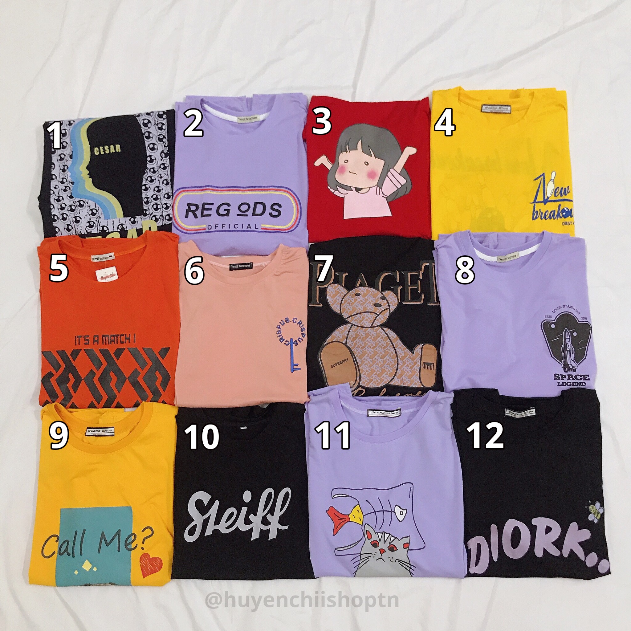 Combo 3 áo phông unisex tay lỡ form rộng in hình mẫu NGẪU NHIÊN Huyền Chii shop