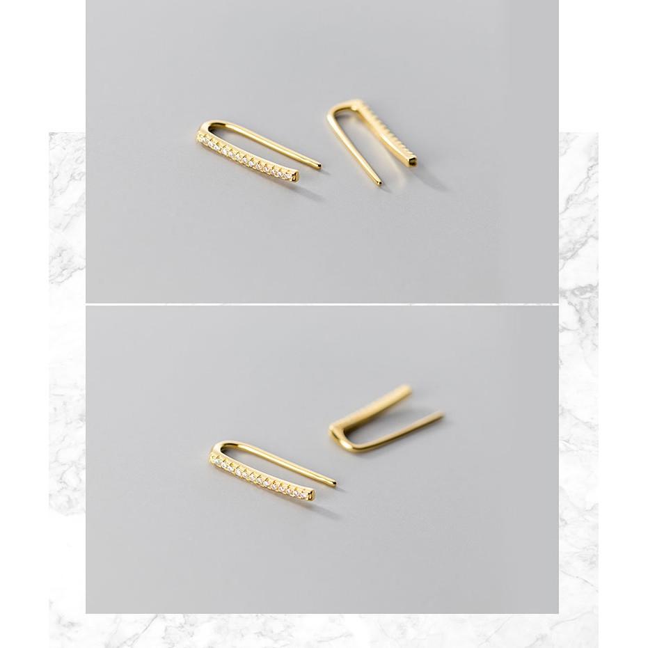 Khuyên tai bạc Ý s925 thanh ngang đơn giản G2675 - AROCH Jewelry