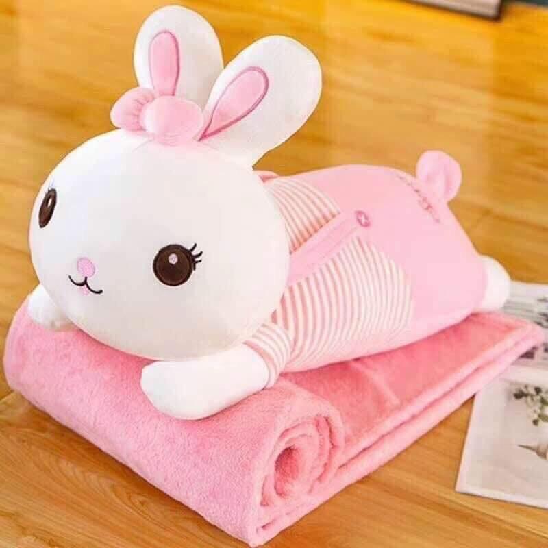 Bộ chăn kèm gấu bông 2 trong 1 dễ thương