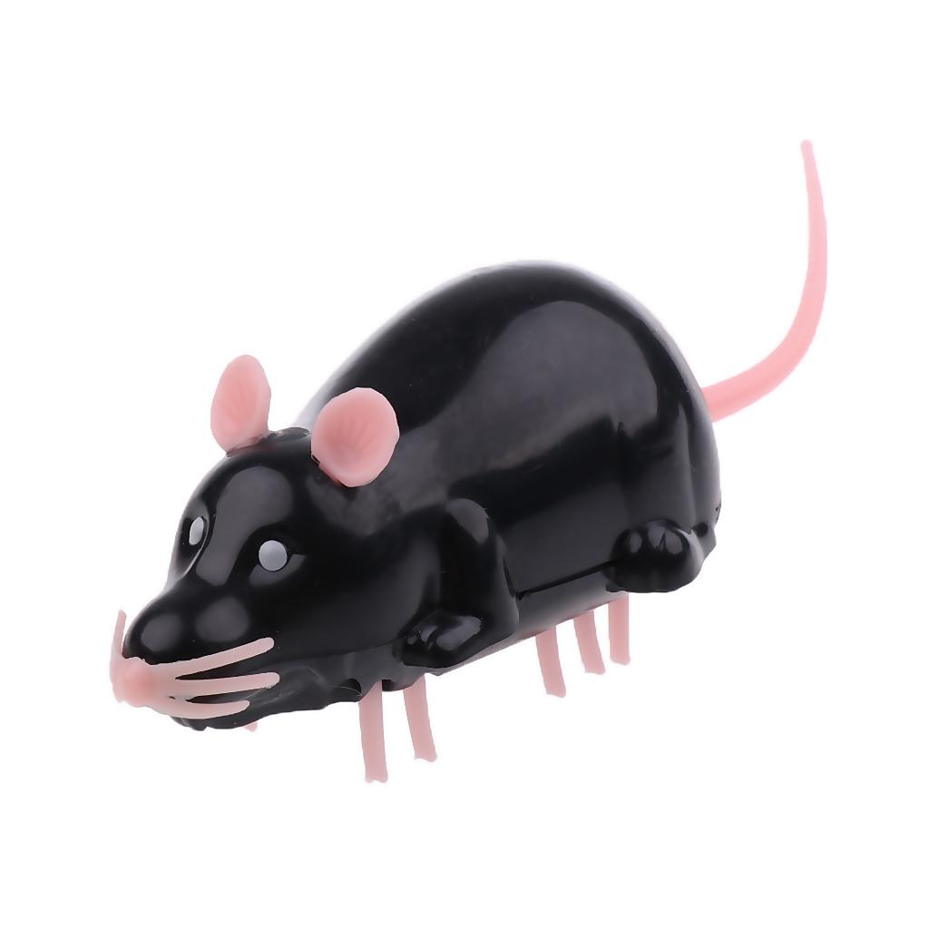 Funny Electric Running Mouse Rat Move Tail Cat Kitten Interactive Toy Black