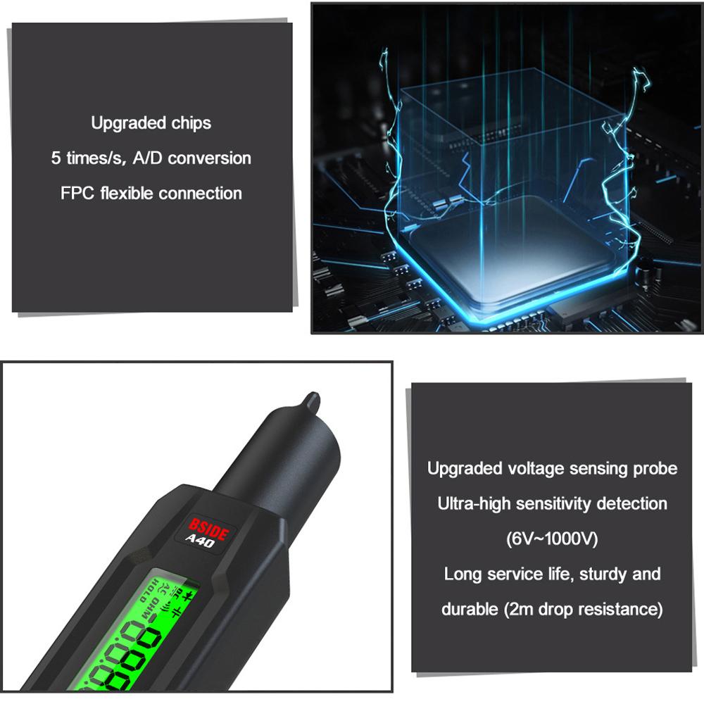 Digital Multimeter Professional Voltage Resistance Frequency Temperature Measurement Test Meter Continuity Testing Temp Detector Multitester Digital Backlight Display VFC Tester