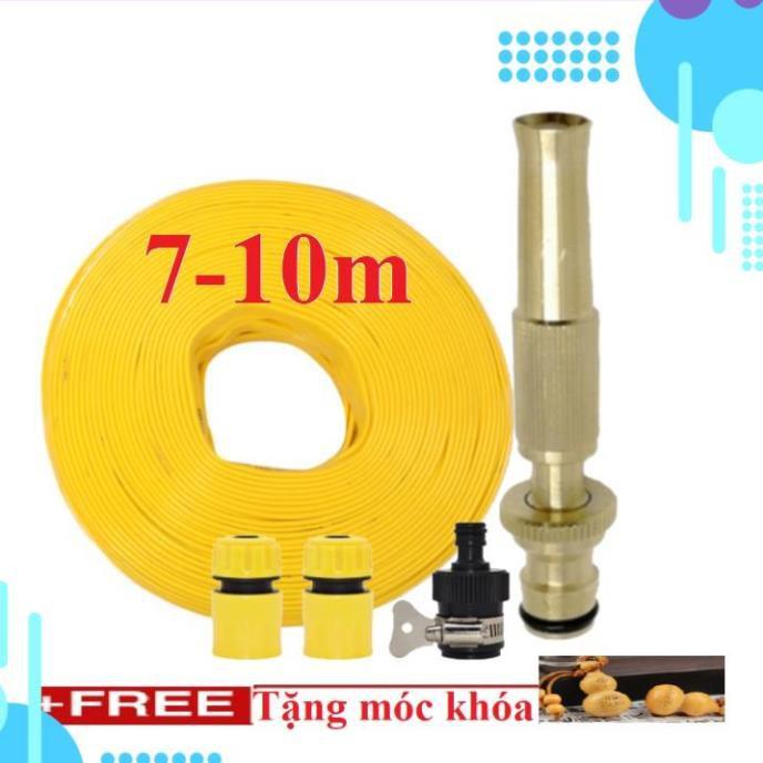 Bộ dây vòi xịt nước rửa xe, tưới cây . tăng áp 3 lần, loại 7m, 10m 206587 cút sập+tặng móc khoá