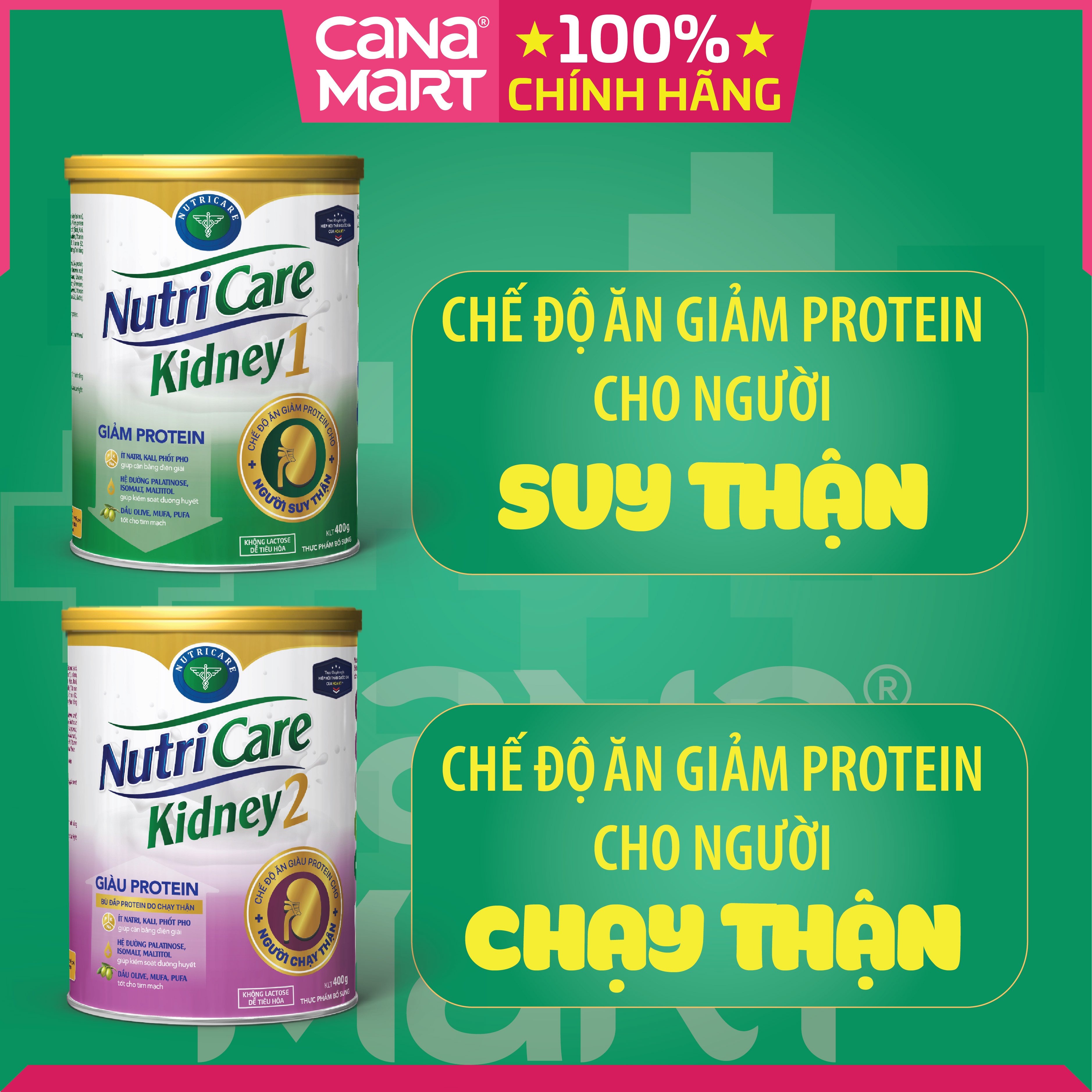 Sữa bột cho người chạy thận Nutricare Kidney 2 giảm protein &amp; giúp cân bằng điện giải, kiểm soát đường huyết (400g)