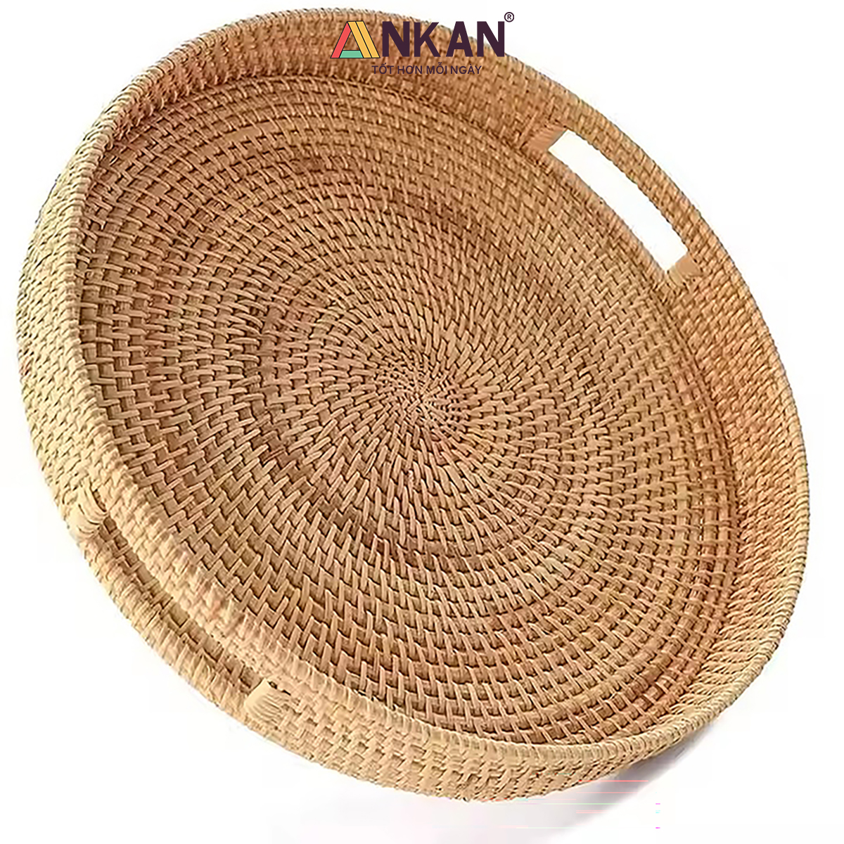 Khay Mây Tròn Đựng Trái Cây, Đồ Ăn, Decor Nhà Bếp – Khay Mây Tre Đan Thủ Công Cao Cấp ANKAN