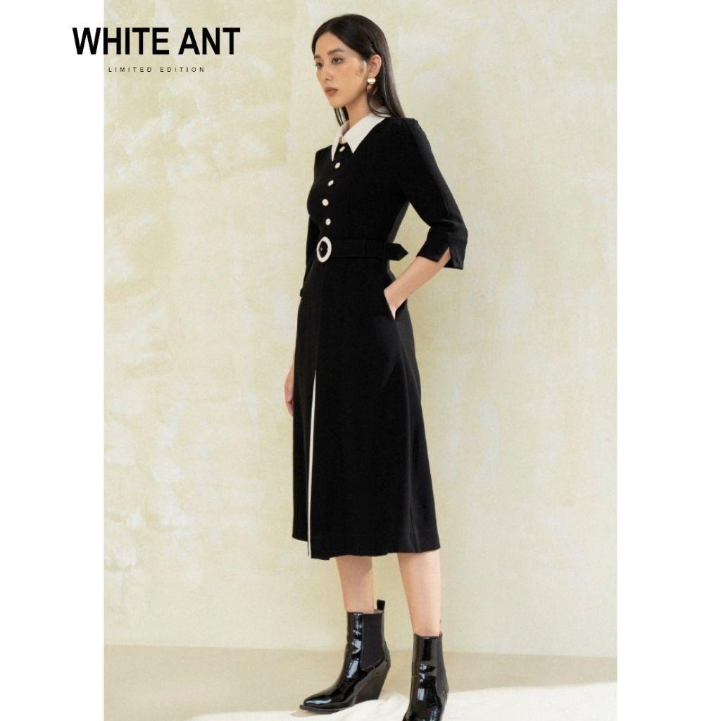 Đầm Thiết Kế Dáng Xòe Nữ WHITE ANT FRELY DRESS Tay Lửng Cổ Sơ Mi Kèm Cúc Bọc, Chất Liệu Vải Siêu Mềm Mịn 122932001