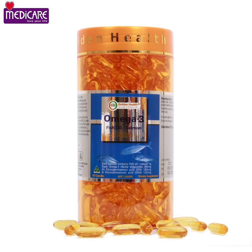 0123987 Viên uống dầu cá hồi Golden Health Fish Oil Omega3 Hộp 365 viên
