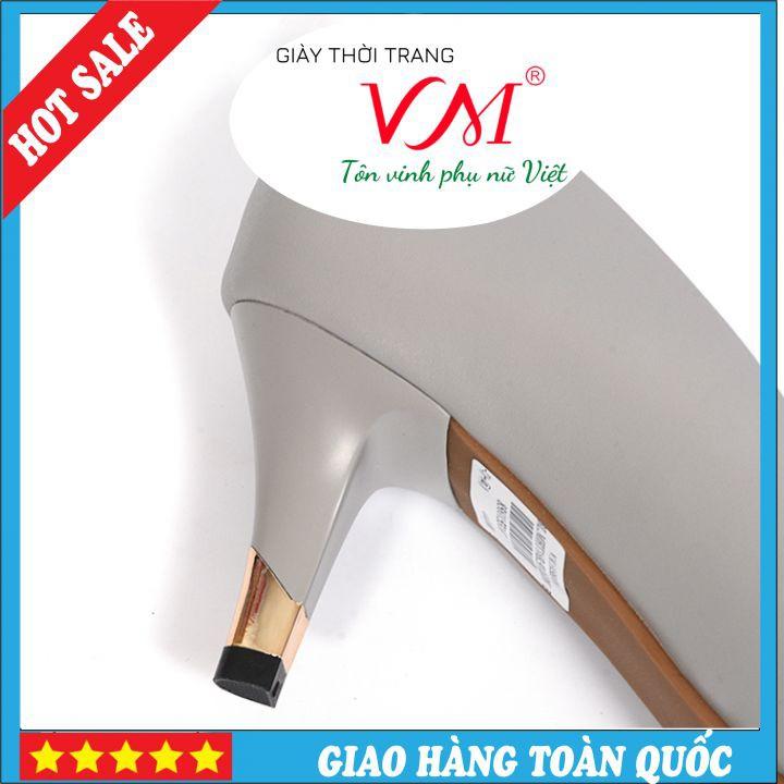 Giày Cao Gót 5 Phân Mũi Nhọn, Họa Tiết Nơ, Màu Ghi - HT16A.5F.Ghi(V)