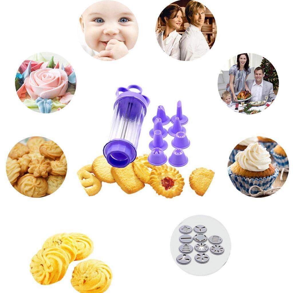 Khuôn Nhấn Bánh Qui Cookies Press/Bộ 19 Món Dụng Cụ Làm Bánh Miệng Hoa Dùng để Làm Bánh Quy Bánh Ngọt Tiện Dụng,