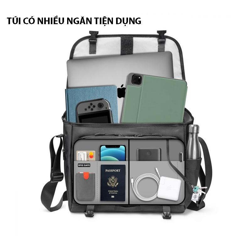 Túi đeo chéo chính hãng TOMTOC (USA) Casual Messenger Multi -Function - A47-C01 cho Macbook/Ultrabook 13-13.5 inch