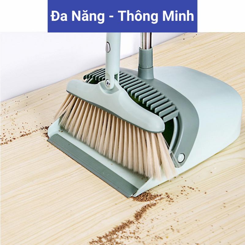 Chổi Quét Nhà Thông Minh, Chổi Nhựa Kèm Hốt Rác Gấp Gọn Xoay 180 Độ Cao Cấp