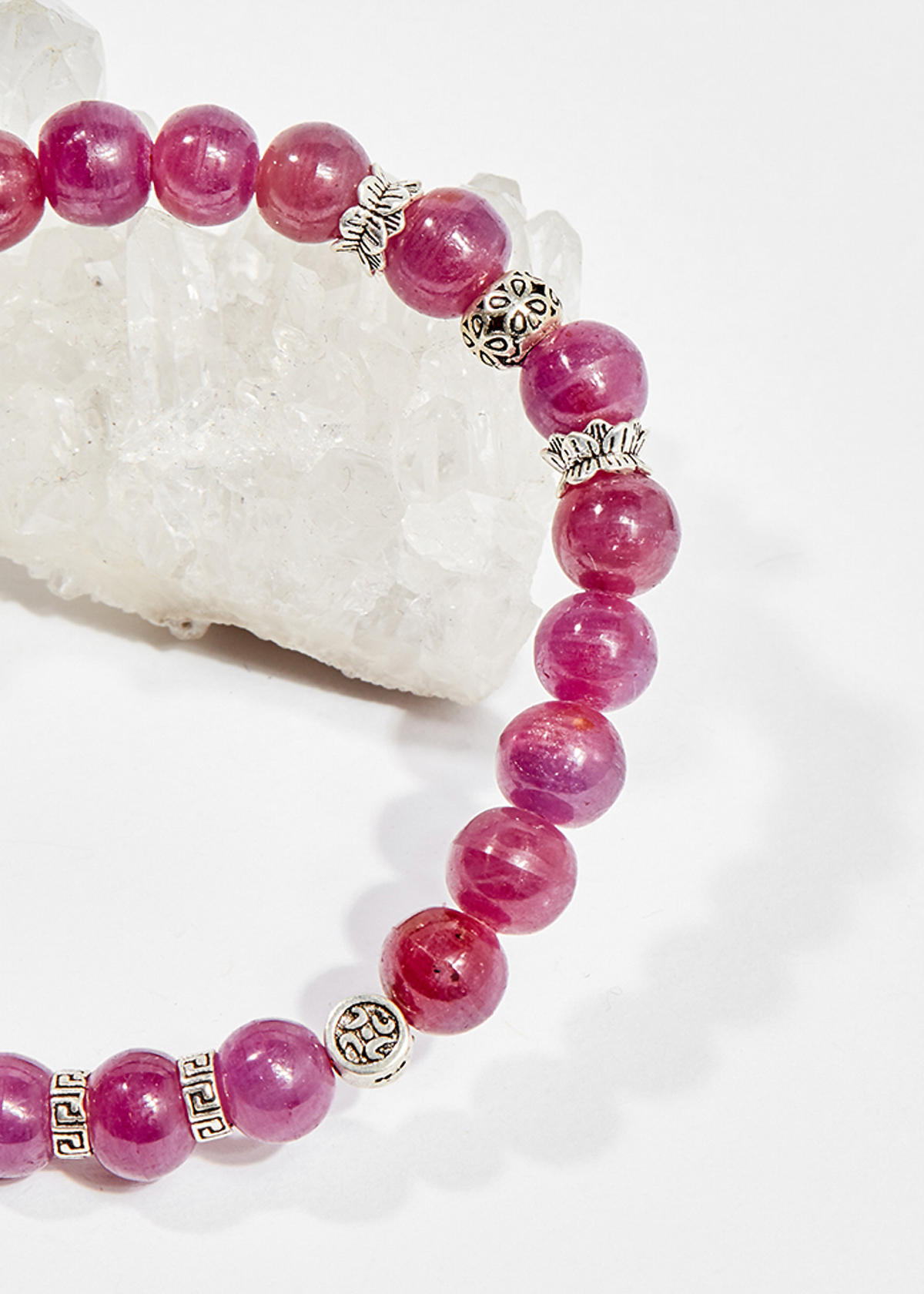Vòng tay phong thủy nữ đá ruby charm ánh nguyệt 7mm mệnh hỏa , thổ - Ngọc Quý Gemstones