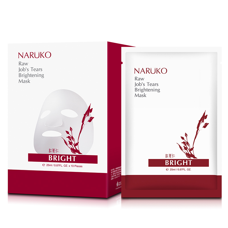 Naruko – Ý dĩ nhân đỏ sáng da mới – Mặt nạ se trắng sáng da hộp 10 miếng – Raw Job’s Tears Brightening Mask