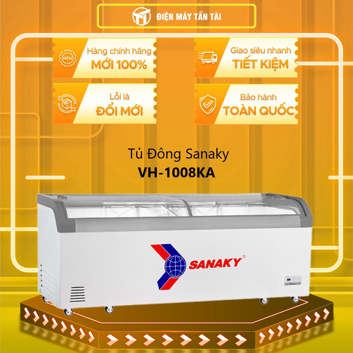 TỦ ĐÔNG TRƯNG BÀY KEM SANAKY 750 LÍT VH-1008KA NHÔM (R290) (HÀNG CHÍNH HÃNG) (CHỈ GIAO HCM)