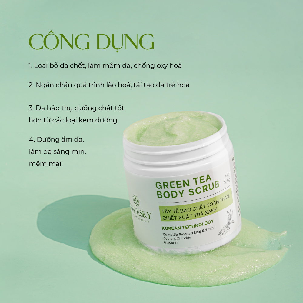 Tẩy tế bào chết toàn thân chiết xuất trà xanh Truesky Green Tea Body Scrub 300g