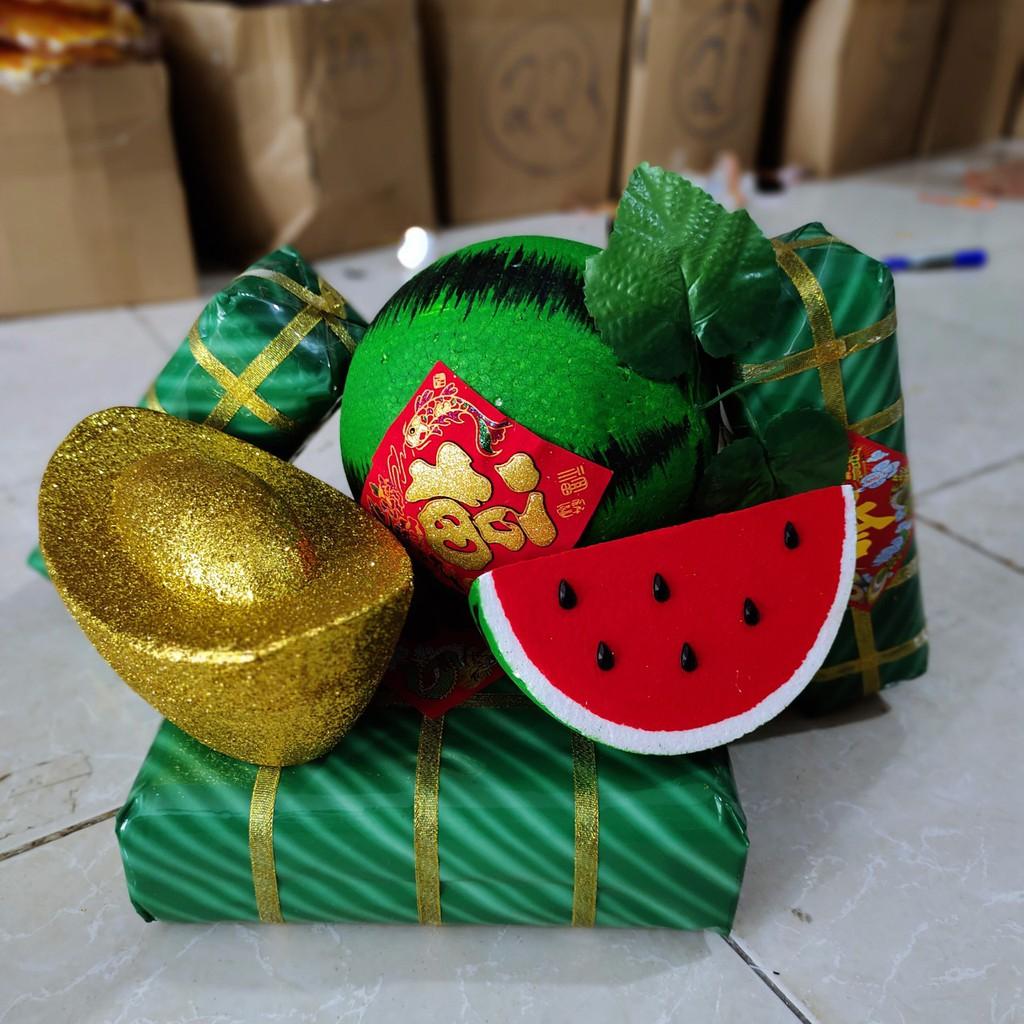 Bộ bánh chưng bánh tét dưa hấu mô hình trang trí tết