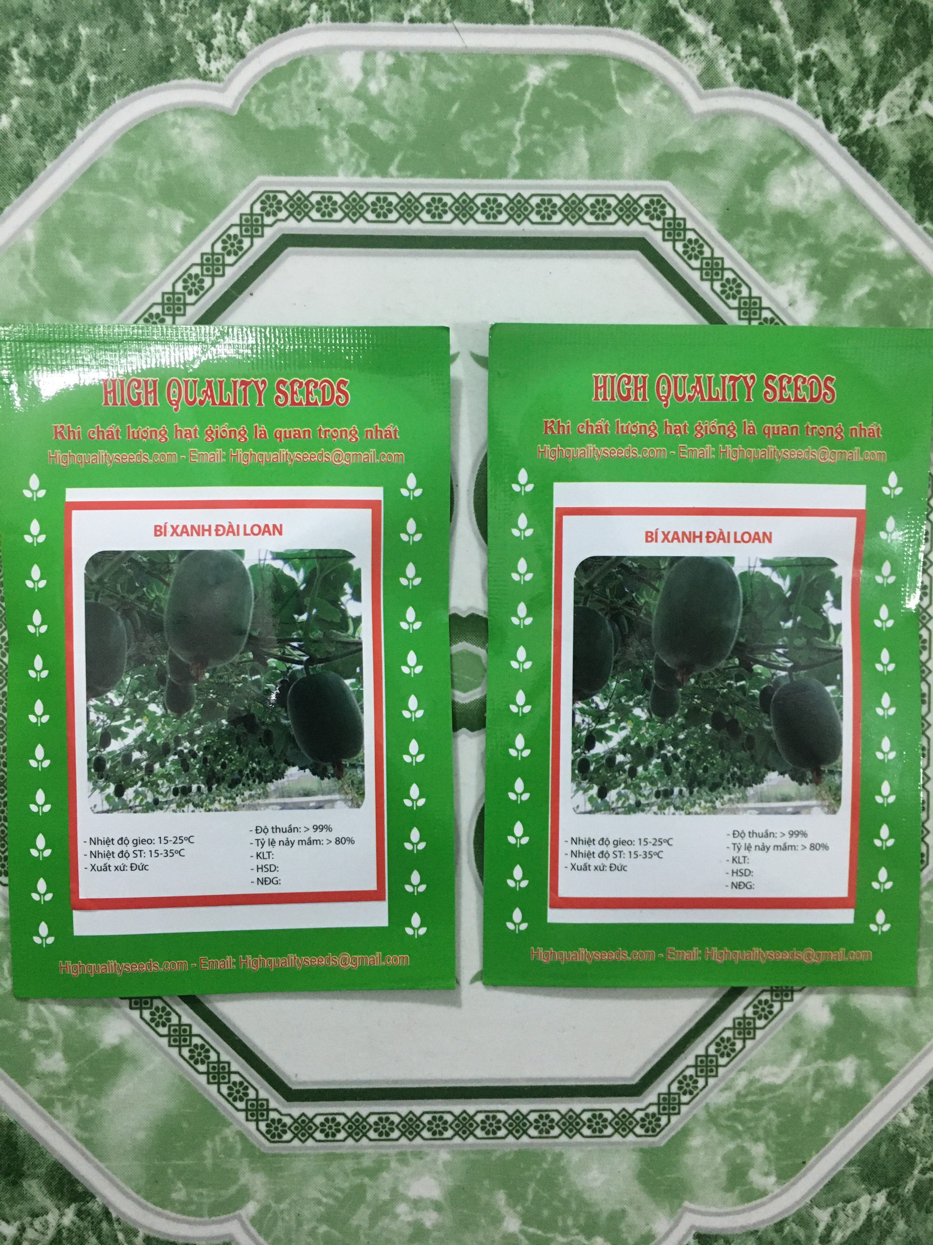 02 Gói Hạt Giống Bí Xanh Đài Loan Quả Ngắn