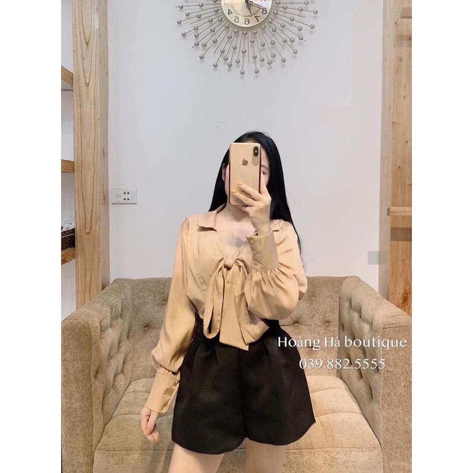 Áo sơ mi nơ cổ chun lưng