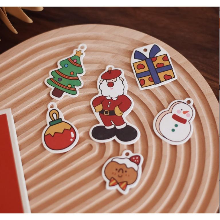 Set 6 tờ sticker Giáng sinh dễ thương ông già Noel cây thông