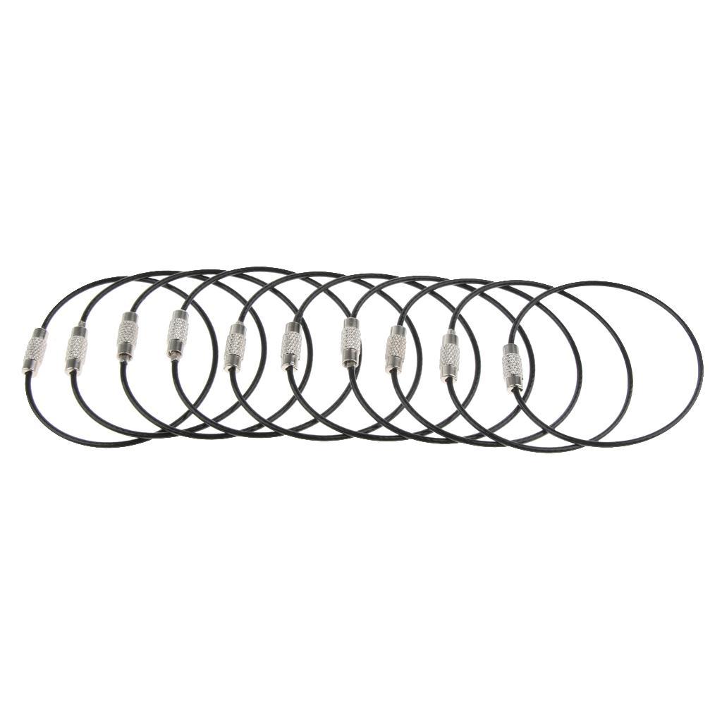30Pcs Cable Wire Loop Luggage Tag Loops Stainless Steel Wire Straps Black