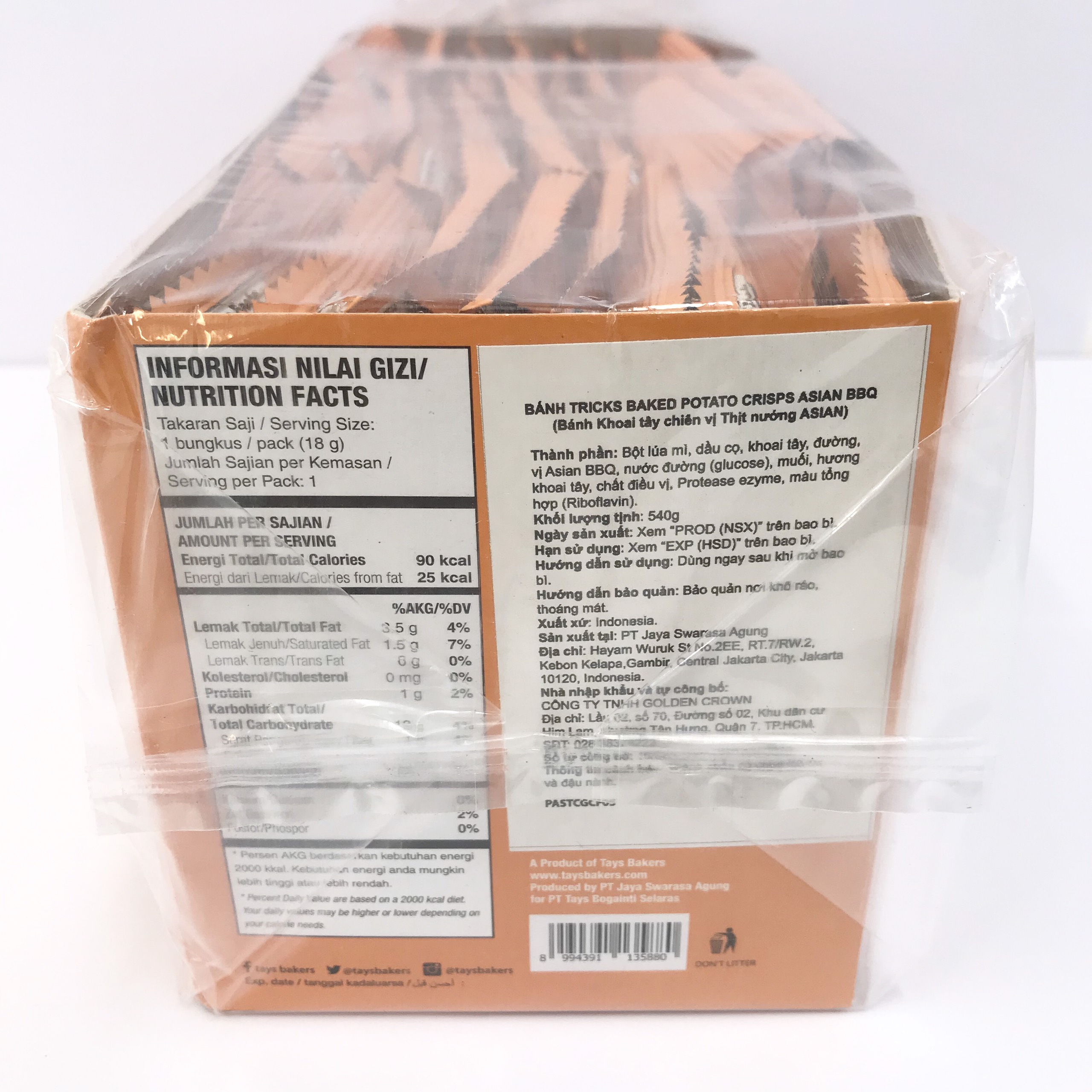 Bánh Crackers Khoai Tây Nướng Tricks Vị BBQ Châu Á