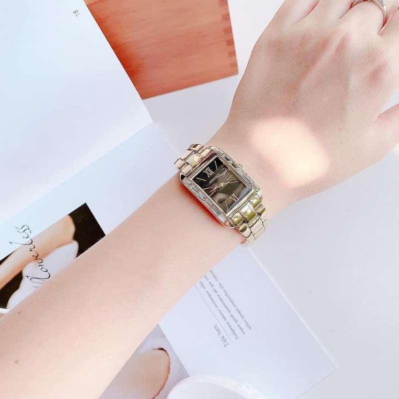 Đồng Hồ Nữ Armitron 75/5764BKGP dây bạc mặt khảm trai hồng (Size 24mm)