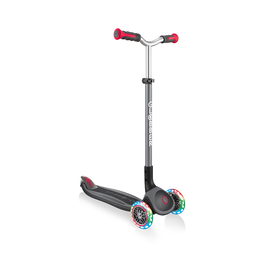 Xe Trượt Scooter 3 Bánh GLOBBER MASTER LIGHTS Cho Trẻ Em Từ 4 Đến 14 Tuổi - Đen/Đỏ