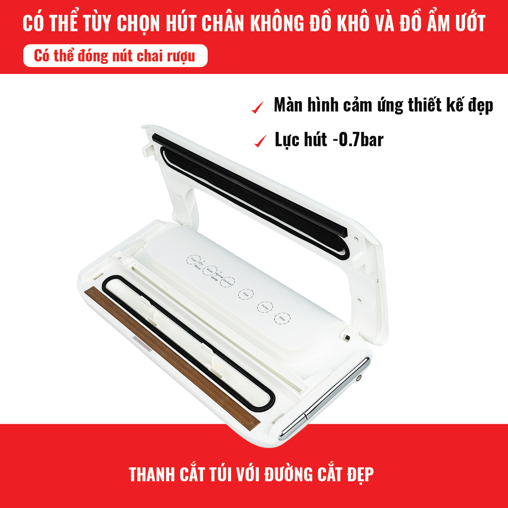 Máy Hút Chân Không Đa Năng Vacuum Sealer VC77-G2. Máy Còn Có Chức Năng Ủ Rượu Và Ướp Thịt Nhanh Chóng, Rất Thích Hợp Cho Người Nội Trợ. Hàng Chính Hãng SGE Thái Lan