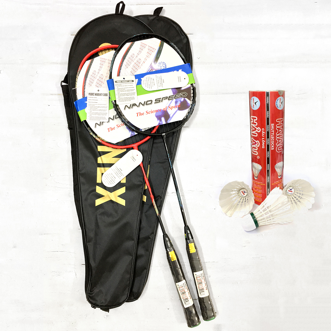 Combo 2 Vợt cầu lông Yonex và hộp cầu Hảu Âu 6 quả cao cấp (màu ngẫu nhiên)