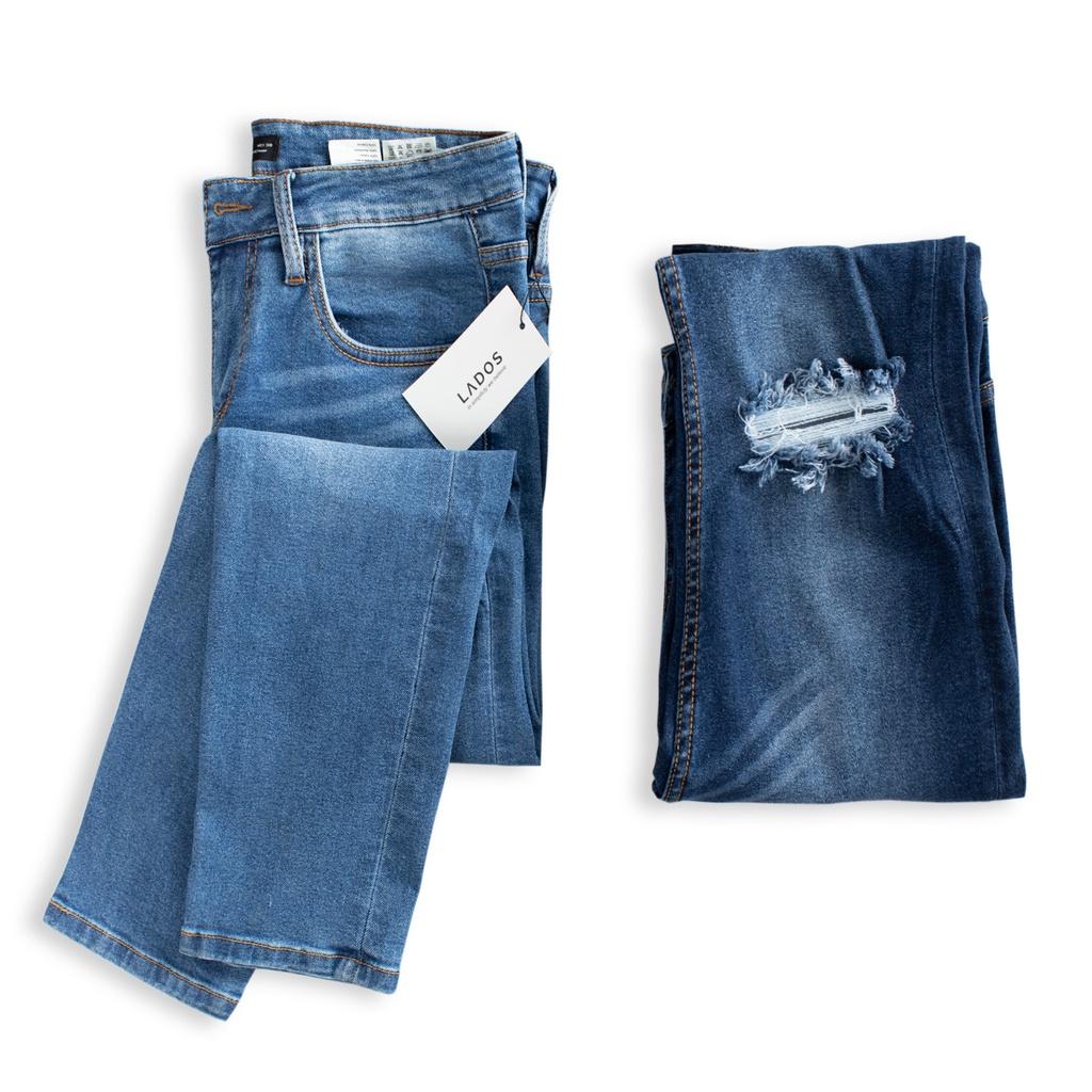 Quần jean nam cao cấp form đẹp,rách gối LADOS-4073 không xù lông, bay màu