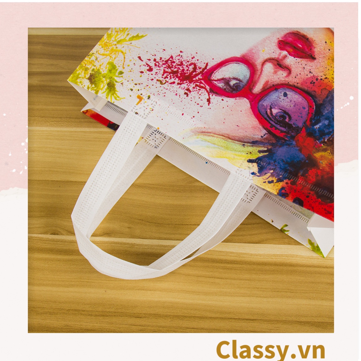 Túi Tote size khổng lồ; chất liệu vải không dệt, hàng dầy chịu tải 40kg, in hình cá tính T587