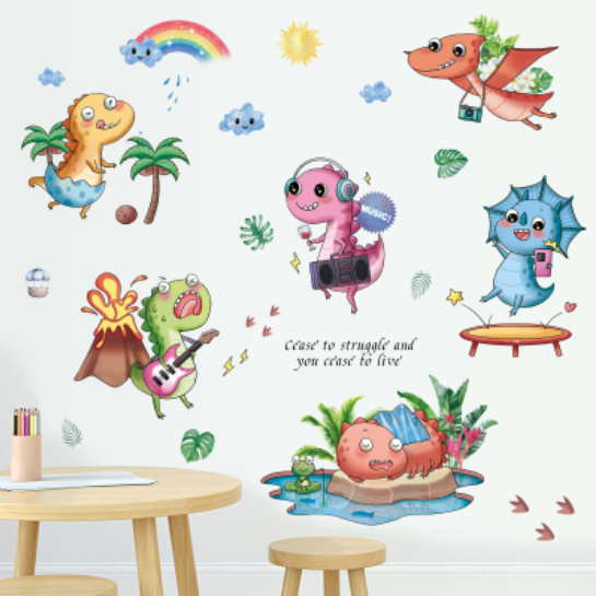 Decal trang trí tường - Những chú khủng long party