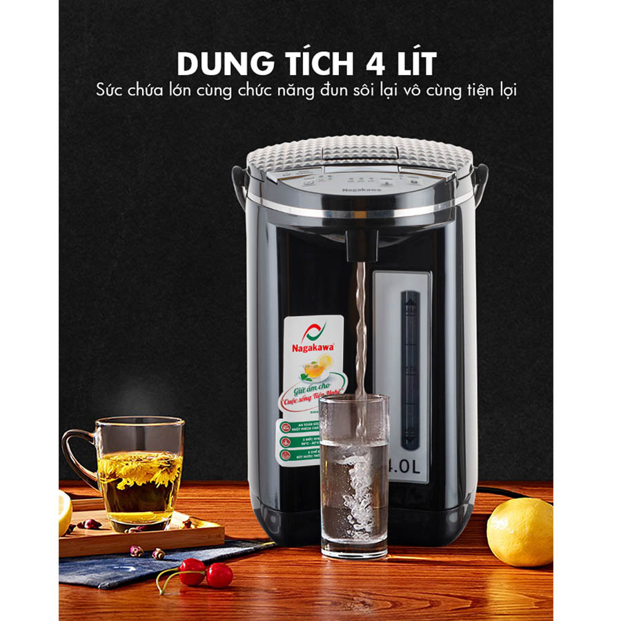 Bình Thủy Điện 3 Mức Nhiệt Nagakawa NAG0404 (4.0 Lít) - Hàng Chính Hãng