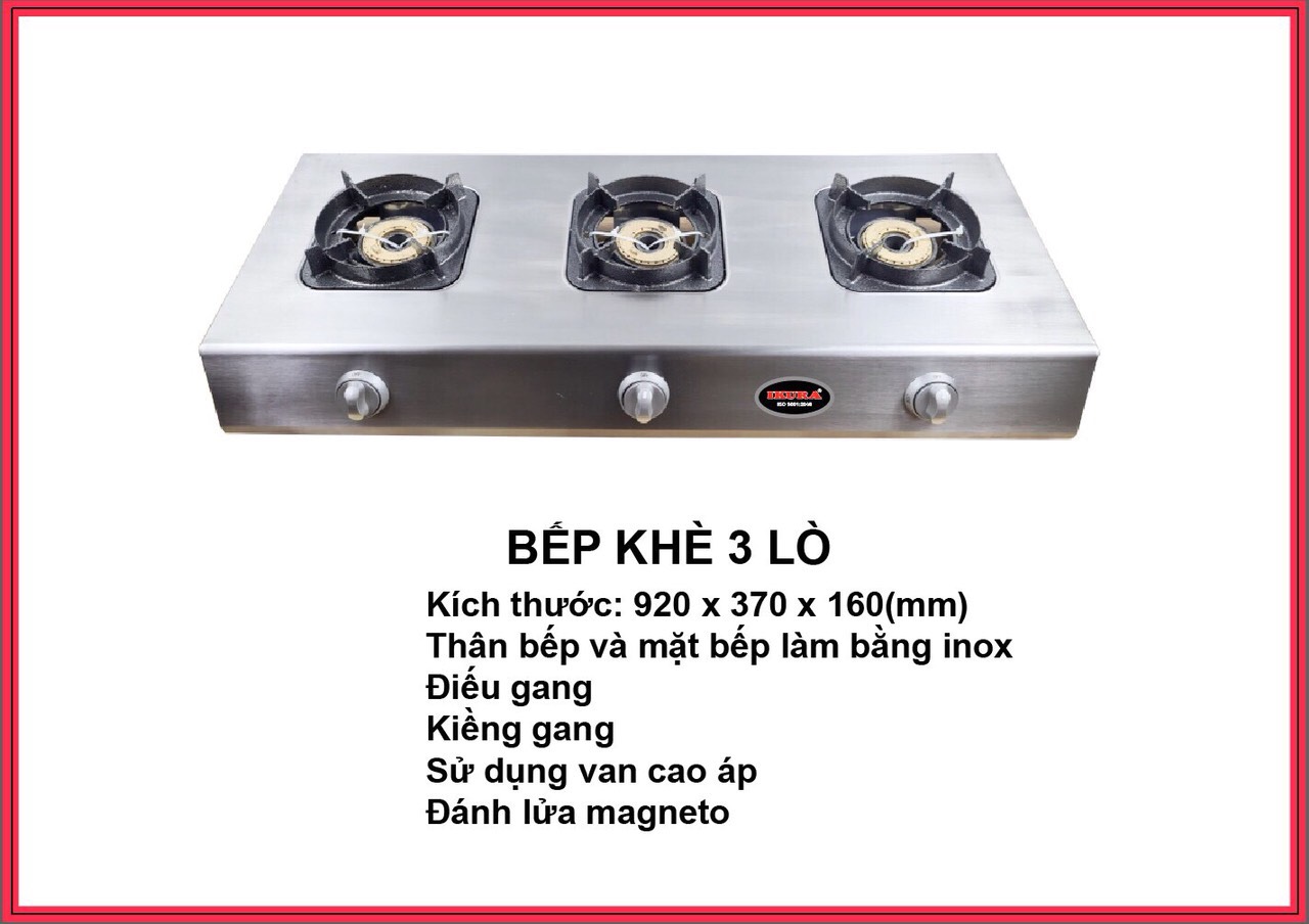 BẾP KHÈ INOX 3 LÒ - Bếp Khè - Bếp Gas Bán Công Nghiệp- Bếp Gas Công Nghiệp- Bếp Gas Cao Áp -bếp gas công nghiệp 3 lò đốt